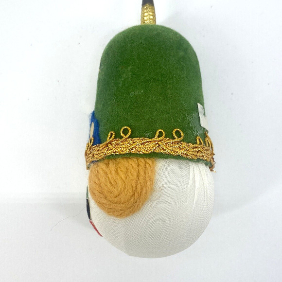 Vintage Japan Ornaments Soldier Head Nylon Felt Yarn Christmas Green Blue - Picture 12 of 15